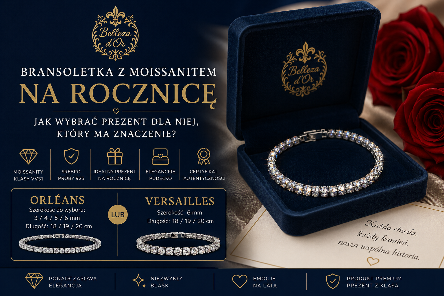Bransoletka z moissanitem na rocznicę — jak wybrać prezent dla niej, który ma znaczenie?