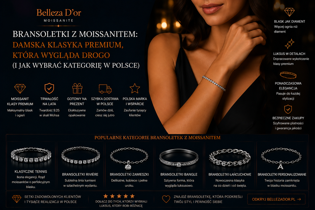 Bransoletki z moissanitem: damska klasyka premium, która wygląda drogo (i jak wybrać kategorię w Polsce)