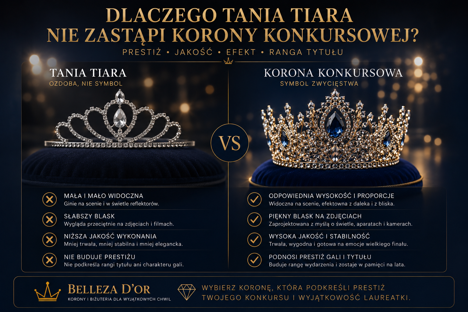 Dlaczego tania tiara nie zastąpi korony konkursowej projektowanej na galę?