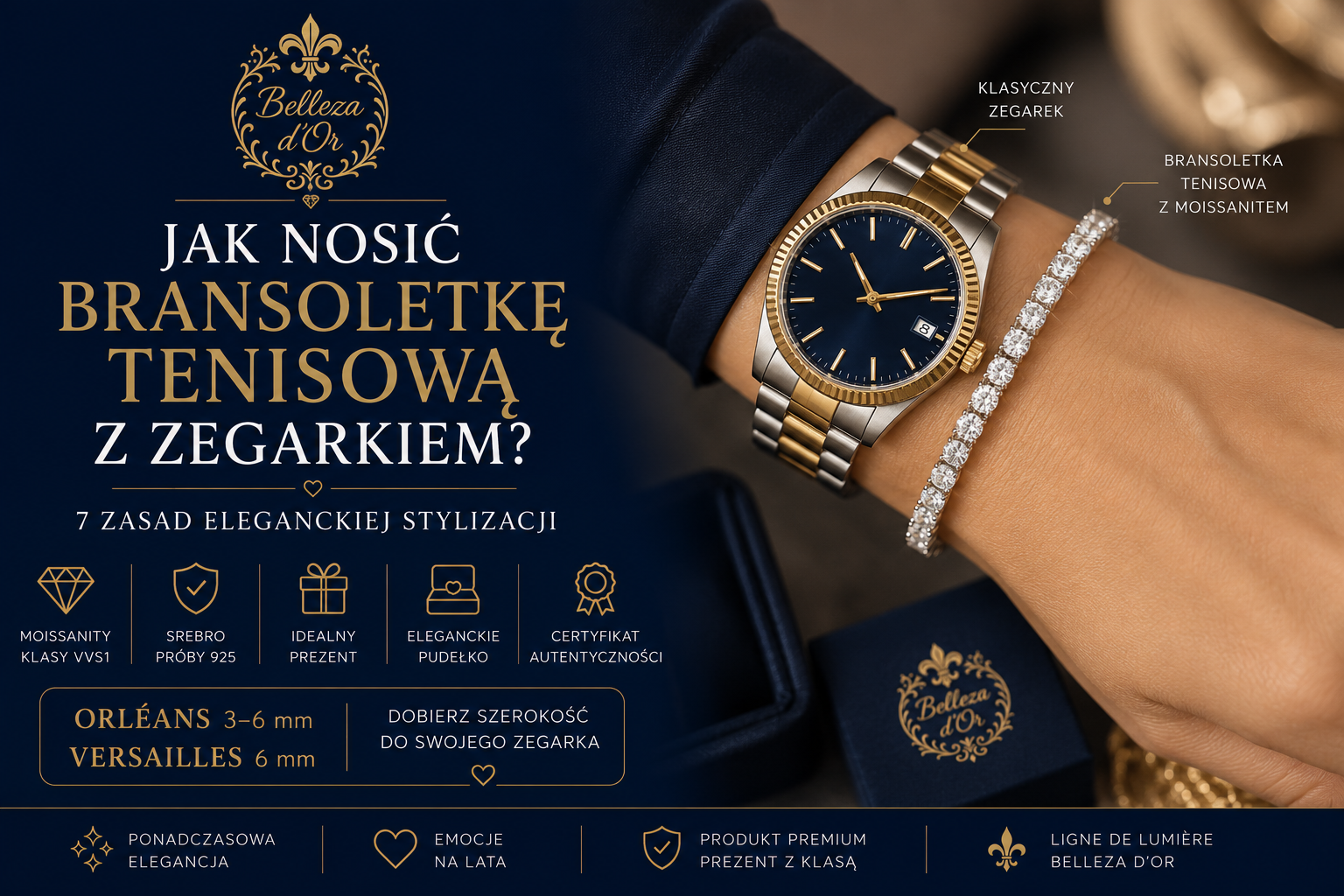 Jak nosić bransoletkę tenisową z zegarkiem? 7 zasad eleganckiej stylizacji