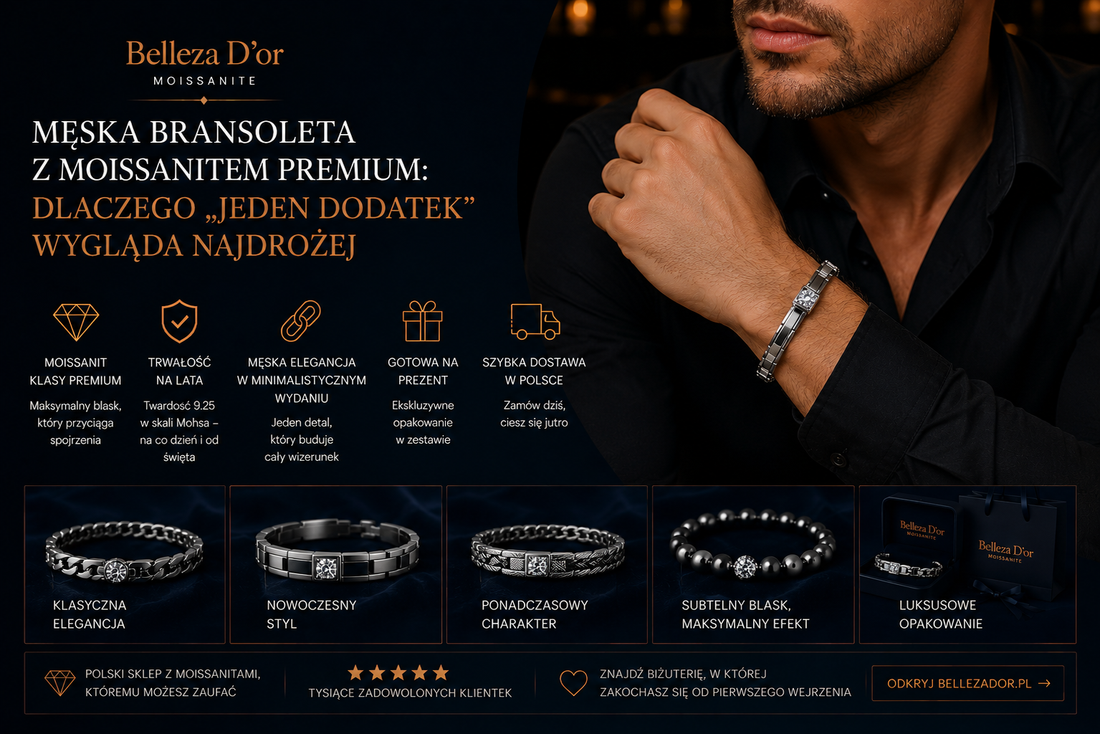 Męska bransoleta z moissanitem premium dlaczego „jeden dodatek” wygląda najdrożej