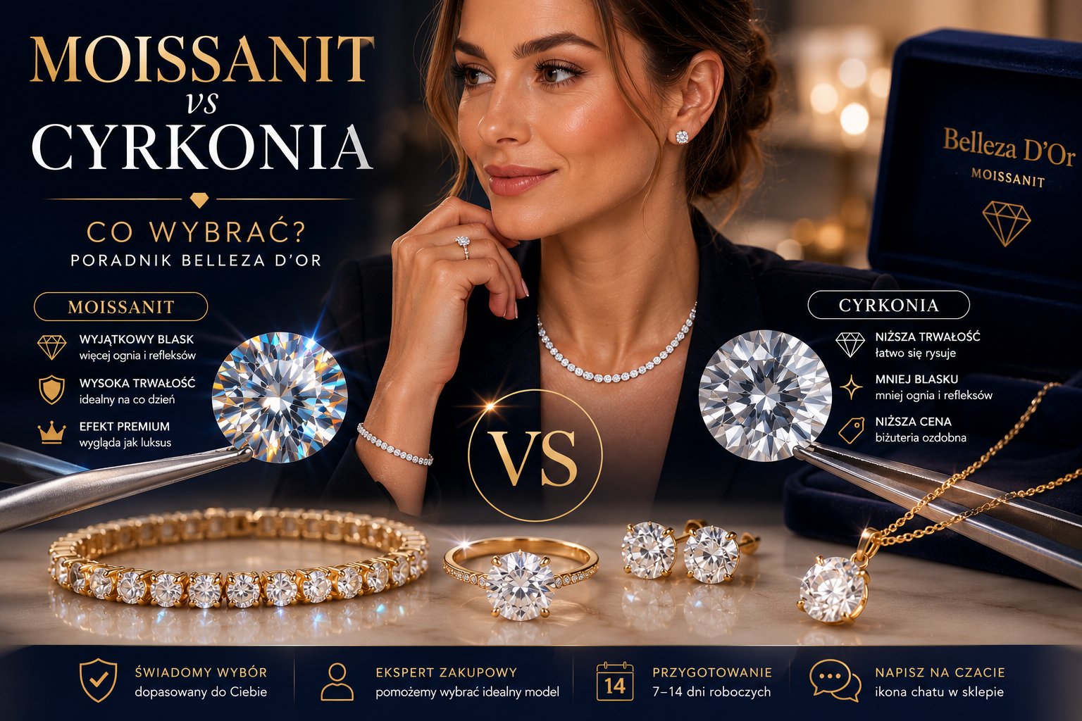 Moissanit vs cyrkonia — co wygląda bardziej luksusowo i co wybrać do biżuterii premium