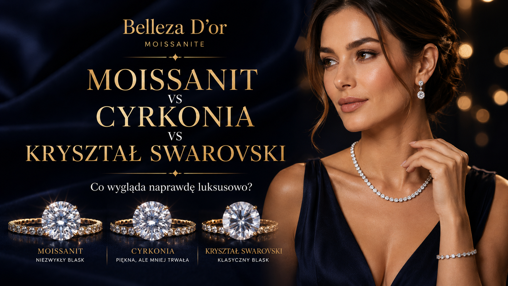 Moissanit vs cyrkonia vs kryształ Swarovski — co wygląda naprawdę luksusowo i co wybrać do biżuterii premium?