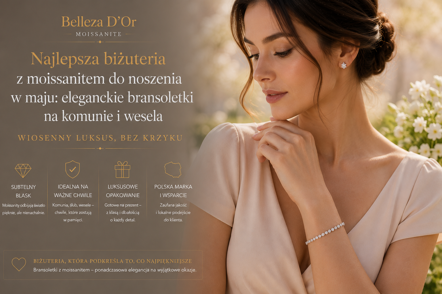 Najlepsza biżuteria z moissanitem do noszenia w maju eleganckie bransoletki na komunie i wesela (wiosenny luksus, bez krzyku)