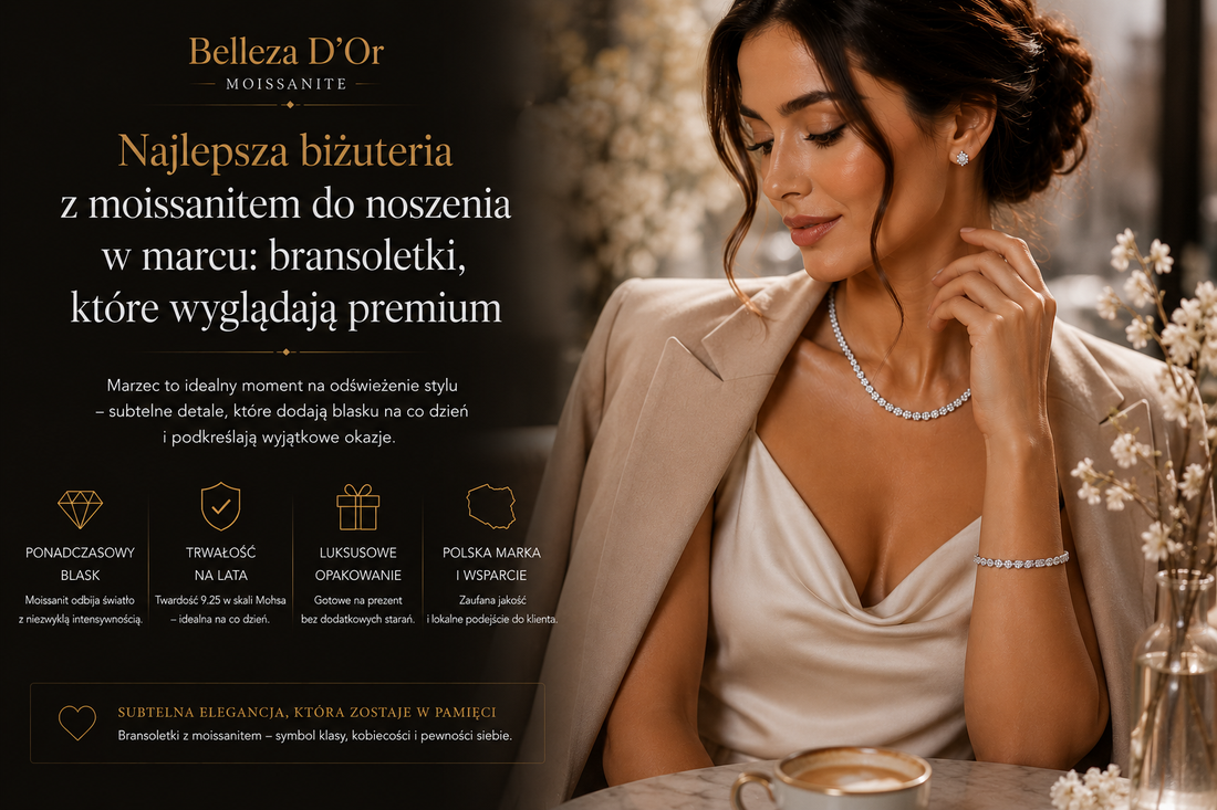 Najlepsza biżuteria z moissanitem do noszenia w marcu bransoletki, które wyglądają premium (bez przesady)