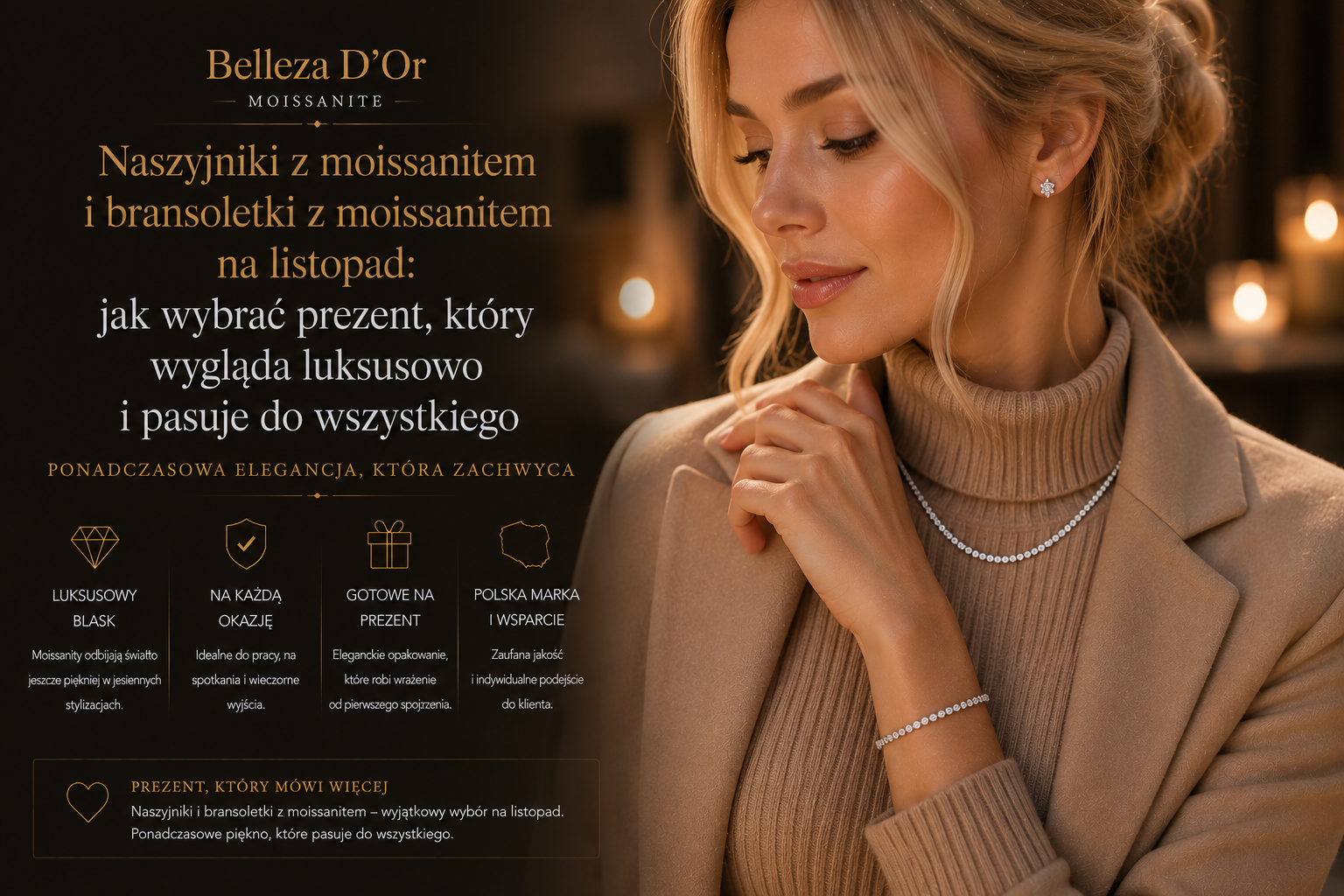 Naszyjniki z moissanitem i bransoletki z moissanitem na listopad jak wybrać prezent, który wygląda luksusowo i pasuje do wszystkiego