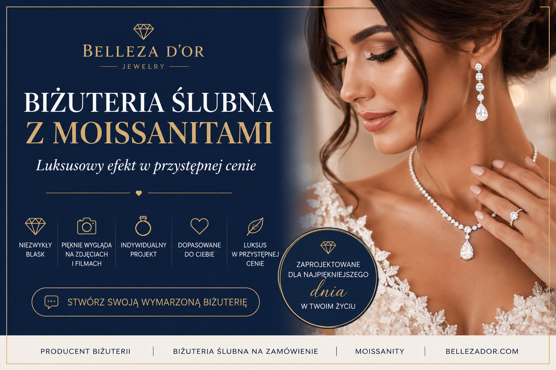 Producent indywidualnej biżuterii ślubnej z moissanitami — luksusowy efekt w przystępnej cenie