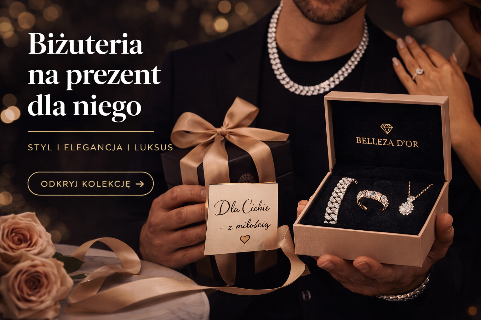 Biżuteria na prezent z moissanitem dla niego