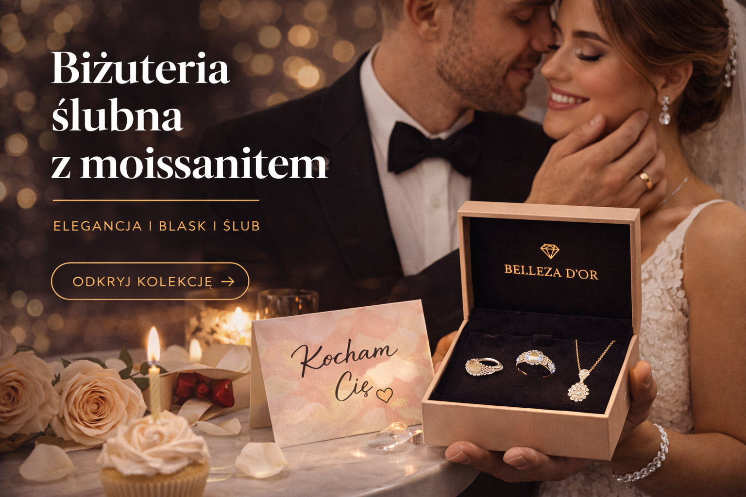 Biżuteria ślubna z moissanitem – elegancja i blask na ślub | Belleza D’or