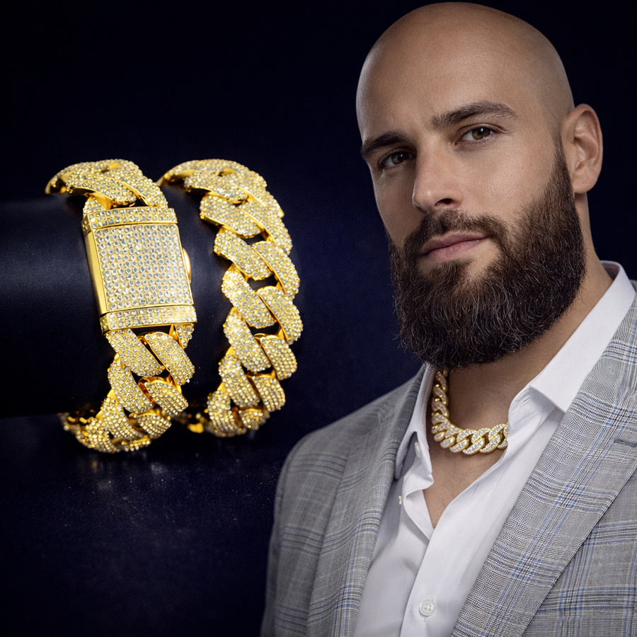 Męskie łańcuchy kubańskie z moissanitami – Belleza D’or