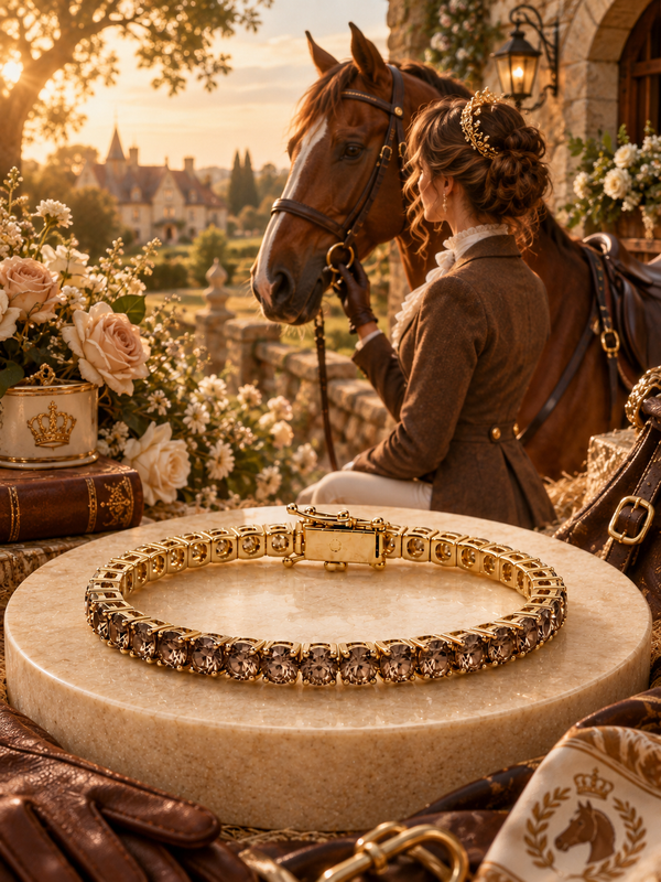 Adventure Princess — Cavalière de Velours, mokkafarbene Moissanite in goldfarbener Fassung