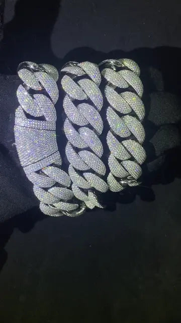 Męski łańcuch kubański z moissanitem – Barcelona