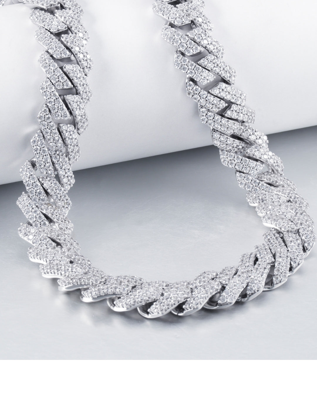 Męski łańcuch kubański z moissanitem – Madrid