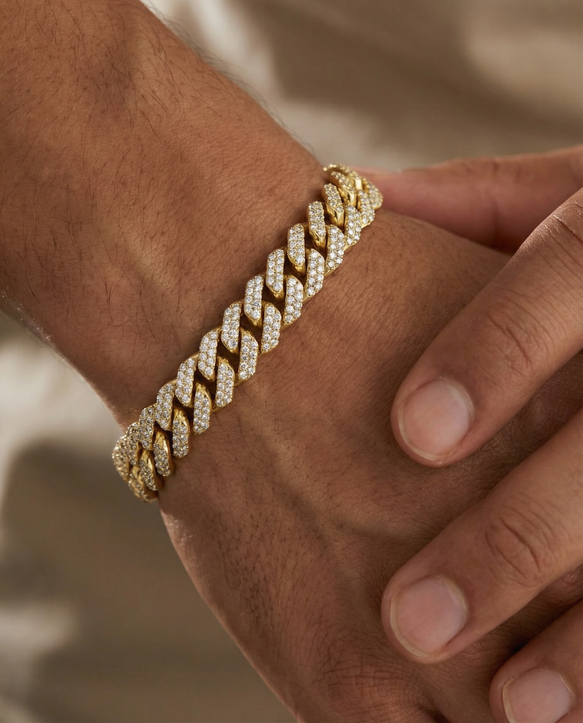 Męska bransoleta kubańska z moissanitem – Toledo