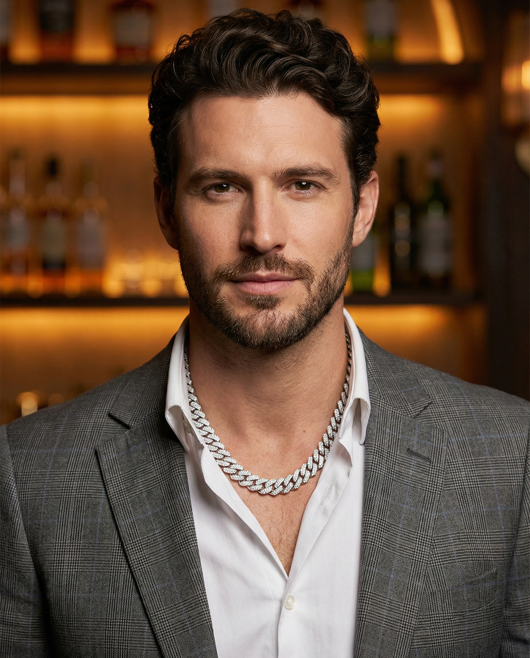 Męski łańcuch kubański z moissanitem – Toledo