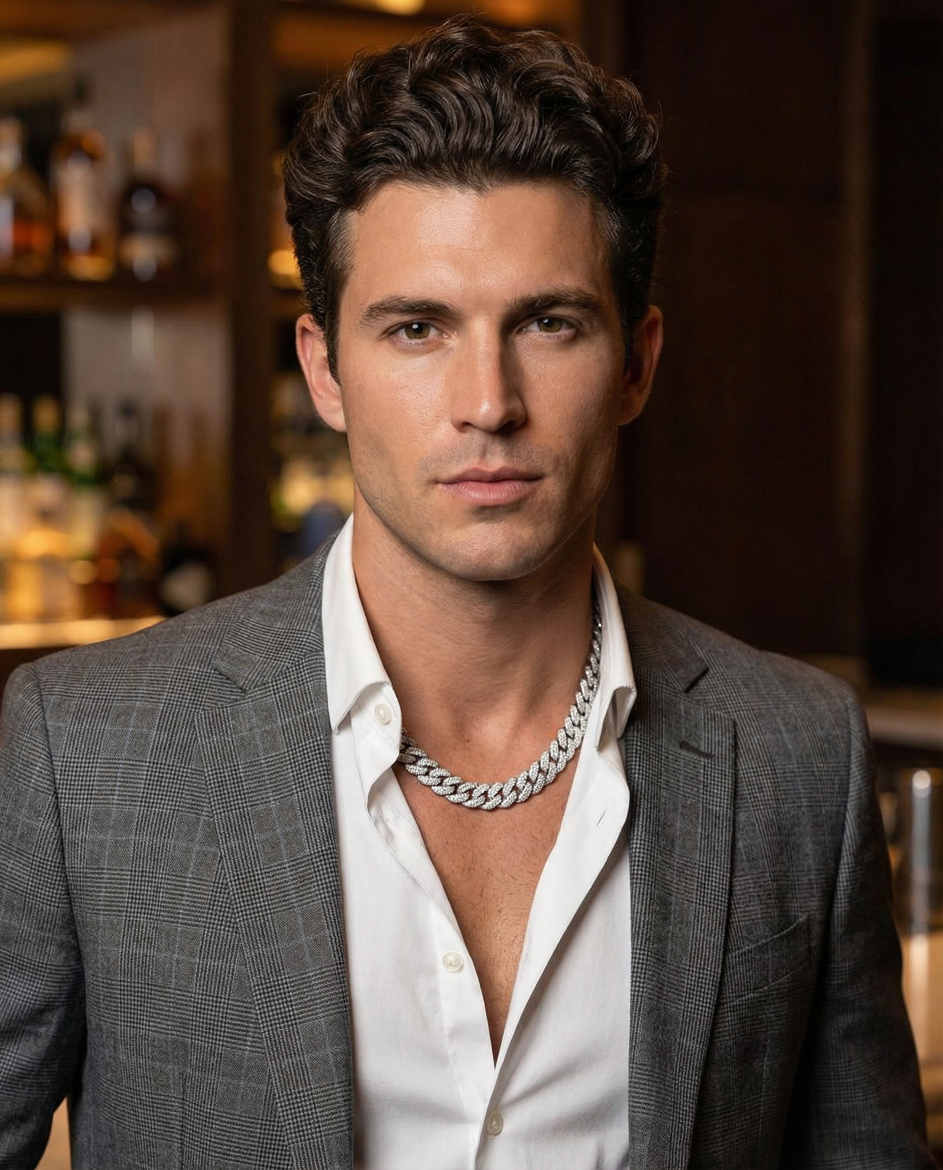 Męski łańcuch kubański z moissanitem – Barcelona